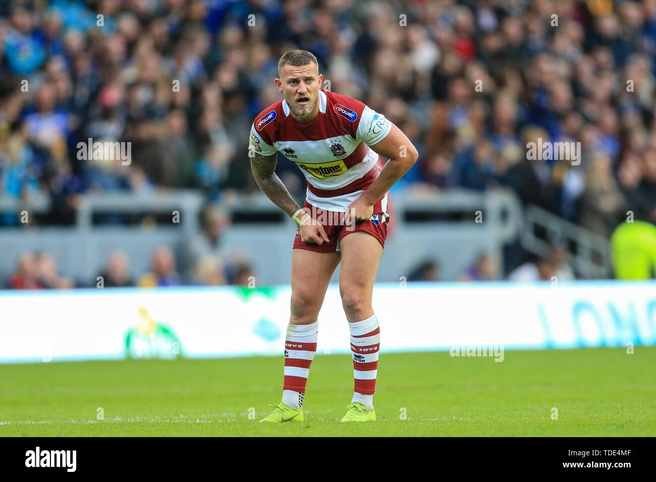 14. Juni 2019, Headingley Carnegie Stadion, England; Betfred Super League, Runde 18, Leeds Rhinos vs Wigan Warriors; Chris Hankinson (23) von Wigan Warriors während des Spiels Credit: Mark Cosgrove/News Bilder Stockfoto