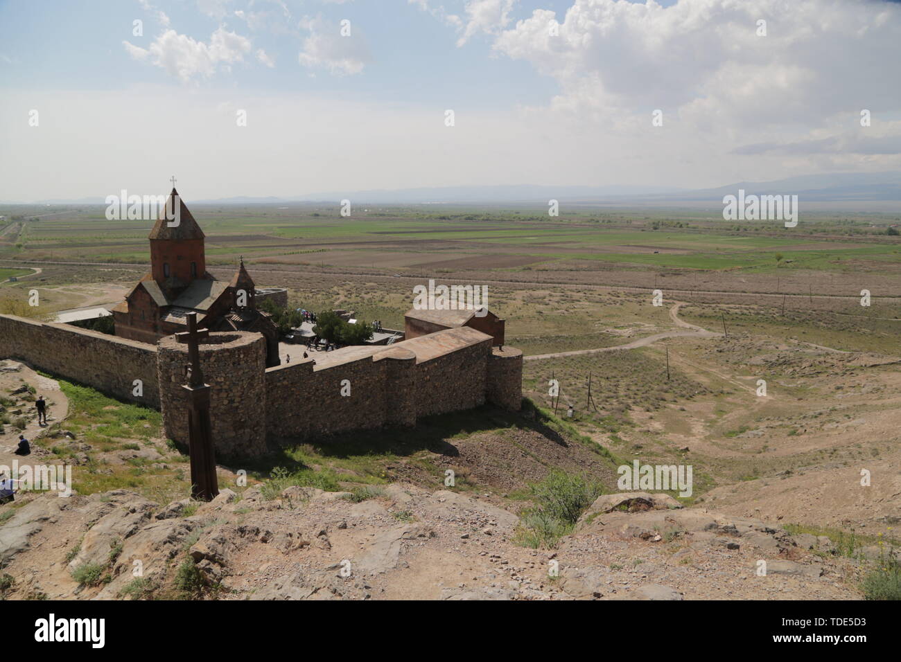 In Armenien Khor Virap das alte Kloster mittelalterlicher Architektur in der Nähe der Berg und die ararat Stockfoto