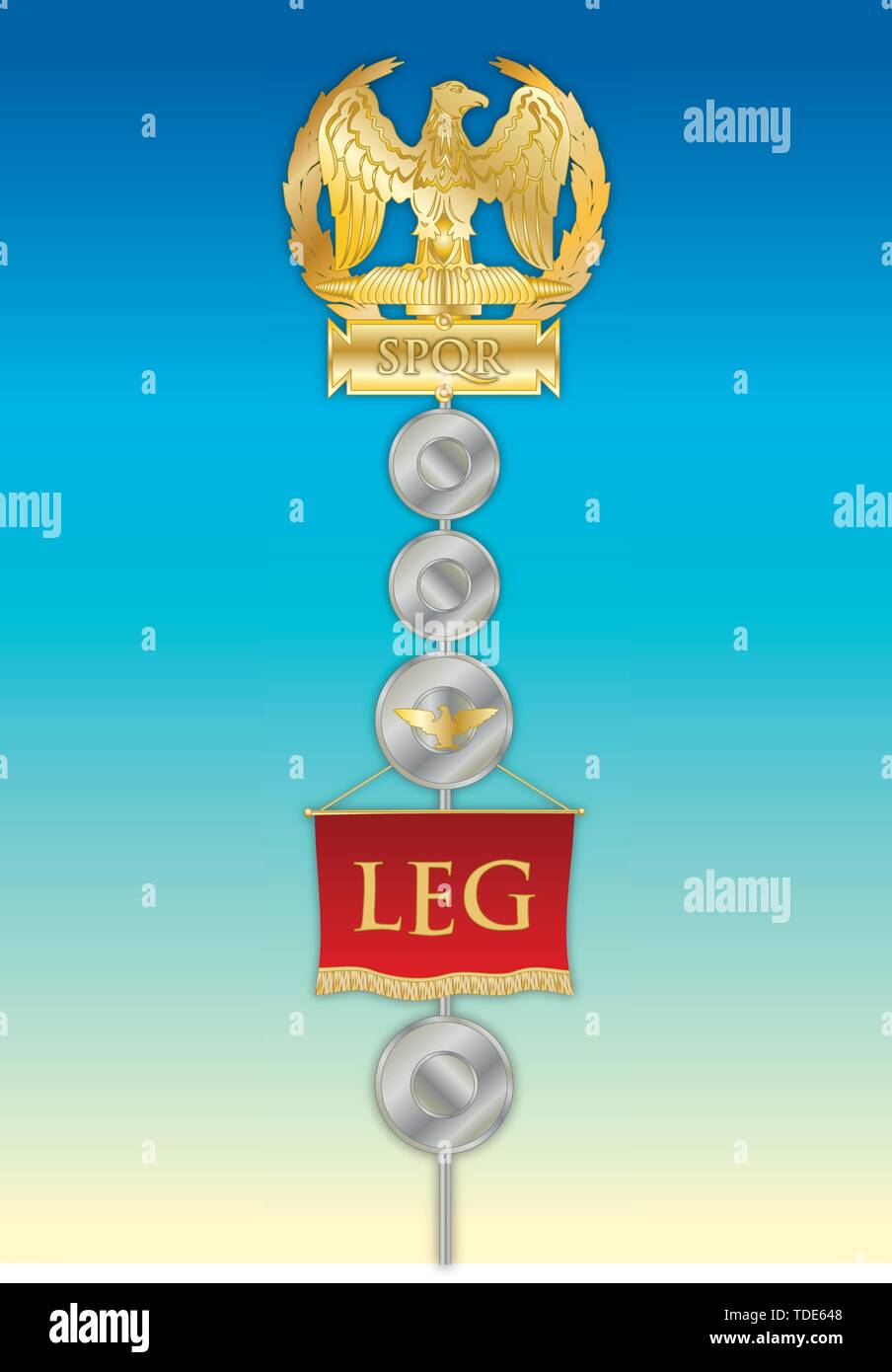 Militärische fähnrich der römischen Legion, Symbol des Römischen Reiches, SPQR, Vector Illustration Stock Vektor
