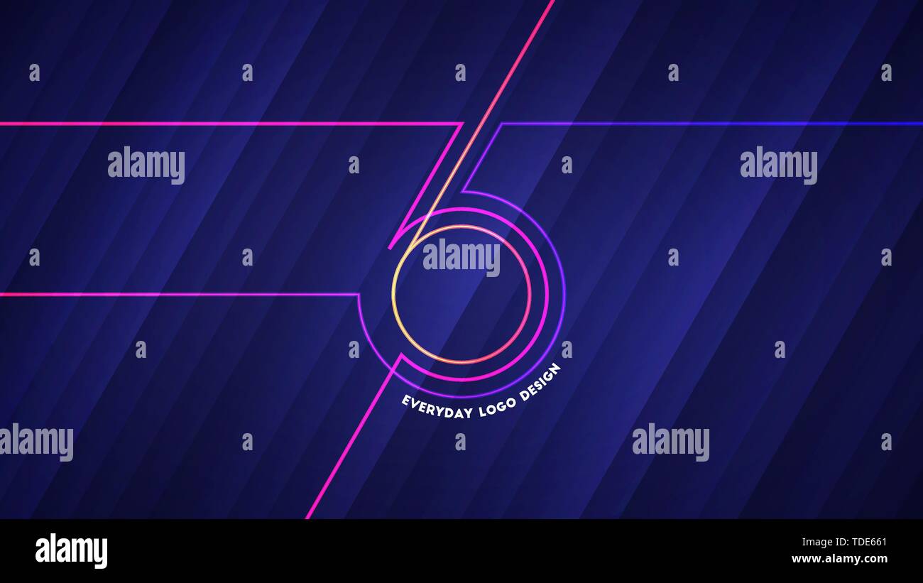 Alltägliche Logo Design. Vector Illustration der abstrakten leuchtende Neon farbige Linien bilden Nummer 365 über Blau hellen Hintergrund Stock Vektor