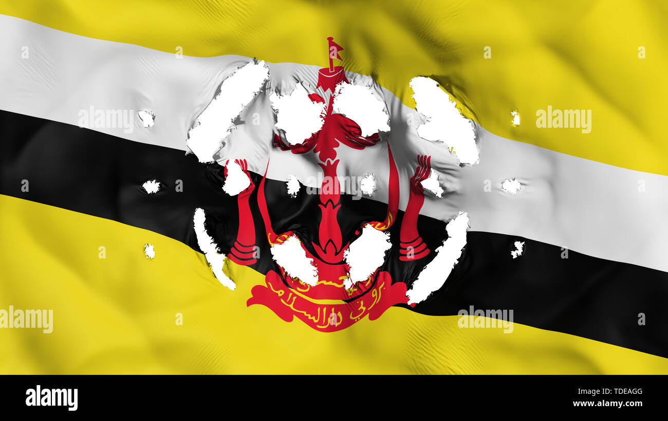 Brunei Fahne mit einem kleinen Bohrungen Stockfoto
