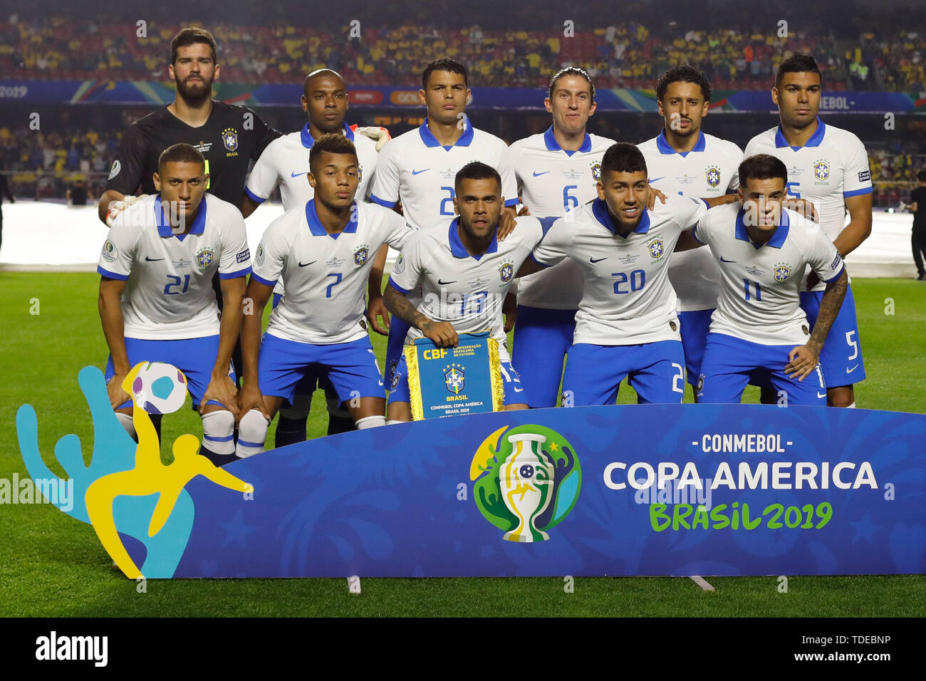 Sao Paulo, Brasilien. 14 Juni, 2019. Brasilien Vs. Bolivien - Brasilien Team während eines Spiels zwischen Brasilien und Bolivien, gültig für das Jahr 2019 Copa America Gruppe Phase statt Freitag (14) an der Morumbi Stadion in São Paulo, SP. (Foto: Ricardo Moreira/Fotoarena) Credit: Foto Arena LTDA/Alamy leben Nachrichten Stockfoto