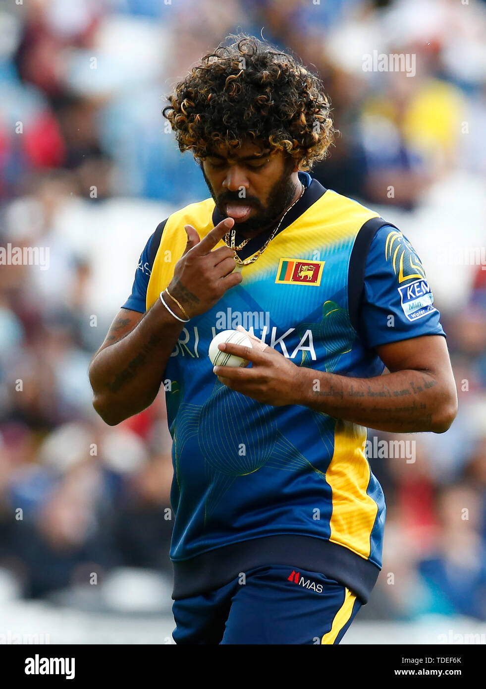 London, Großbritannien. 15 Juni, 2019. LONDON, England. Juni 15:Lasith Malinga von Sri Lanka während ICC Cricket World Cup zwischen Sri Lanka und Australien am Oval Stadium am 15. Juni 2019 in London, England. Credit: Aktion Foto Sport/Alamy leben Nachrichten Stockfoto