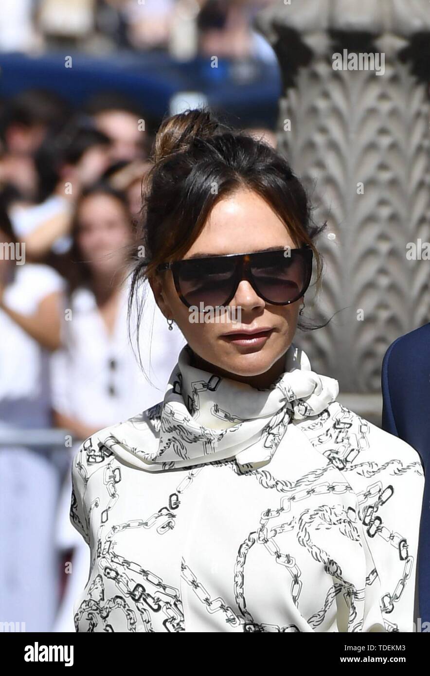 Sevilla, Spanien. 15 Juni, 2019. David und Victoria Beckham während der Hochzeit von Sergio Ramos und Pilar rubio in Sevilla am Samstag, den 15. Juni 2019. Credit: CORDON Cordon Drücken Sie die Taste/Alamy leben Nachrichten Stockfoto