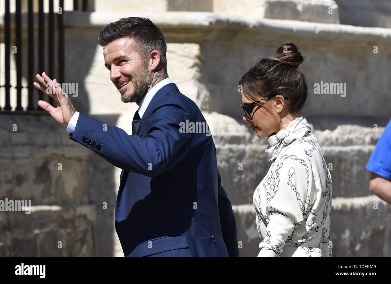 Sevilla, Spanien. 15 Juni, 2019. David und Victoria Beckham während der Hochzeit von Sergio Ramos und Pilar rubio in Sevilla am Samstag, den 15. Juni 2019. Credit: CORDON Cordon Drücken Sie die Taste/Alamy leben Nachrichten Stockfoto