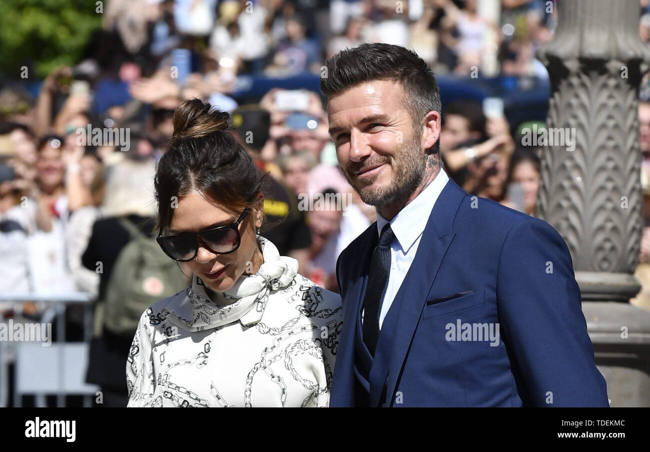 Sevilla, Spanien. 15 Juni, 2019. David und Victoria Beckham während der Hochzeit von Sergio Ramos und Pilar rubio in Sevilla am Samstag, den 15. Juni 2019. Credit: CORDON Cordon Drücken Sie die Taste/Alamy leben Nachrichten Stockfoto