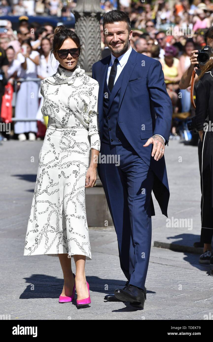 Sevilla, Spanien. 15 Juni, 2019. David und Victoria Beckham während der Hochzeit von Sergio Ramos und Pilar rubio in Sevilla am Samstag, den 15. Juni 2019. Credit: CORDON Cordon Drücken Sie die Taste/Alamy leben Nachrichten Stockfoto