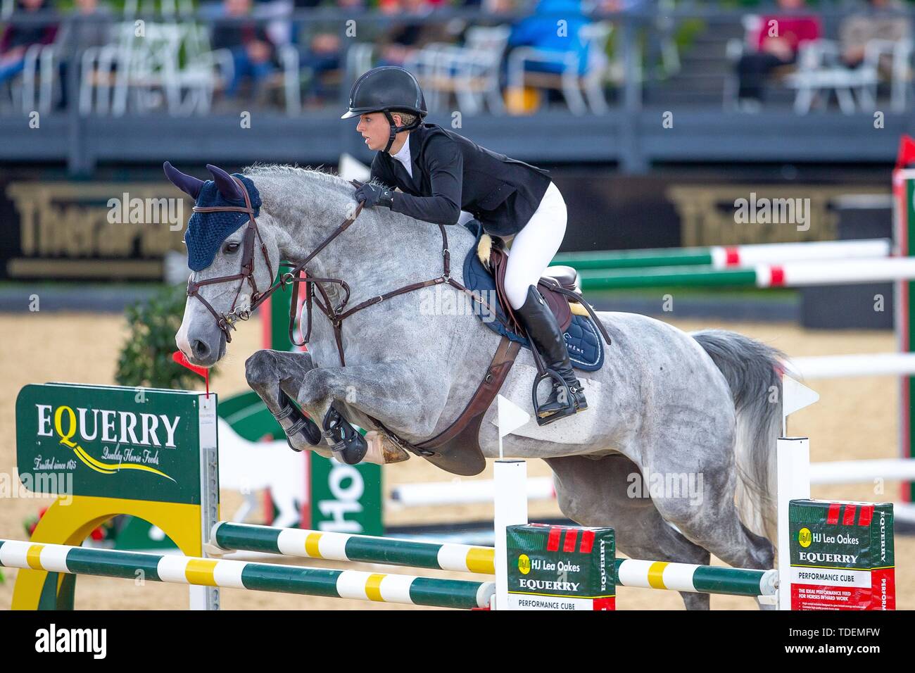 Tarporley, Cheshire, UK. 15. Juni, 2019.8. Platz. Laura Robinson reiten Calmond. GBR. Voltaire Design CSI2* Grand Prix. 1,45 m. Schildknappe Bolesworth International Horse Show. Tarporley. Cheshire. Vereinigtes Königreich. GBR. 15.06.2019. Credit: Sport in Bildern/Alamy leben Nachrichten Stockfoto