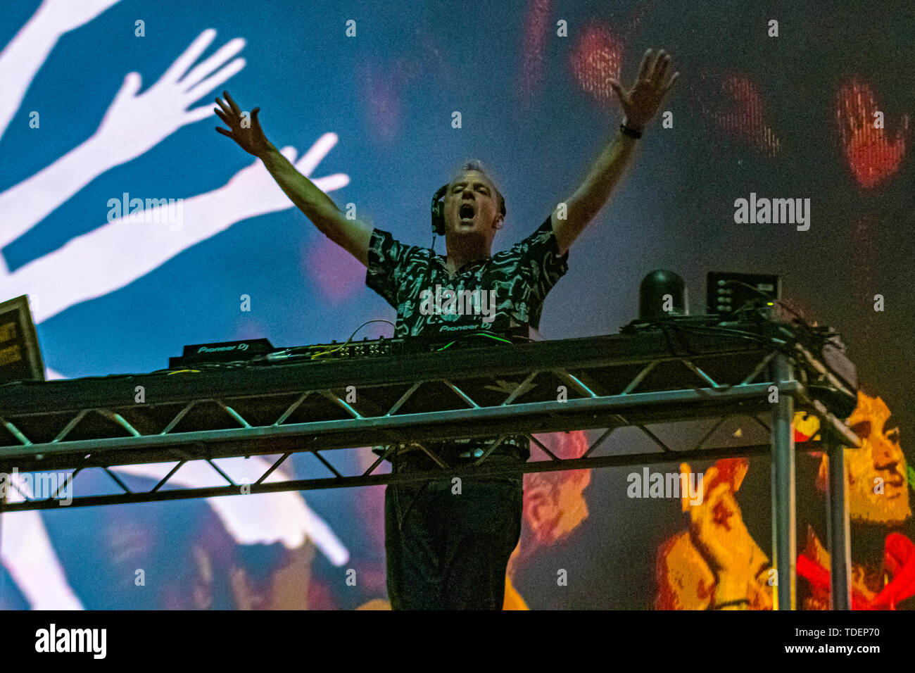 Newport, Isle of Wight, Großbritannien. 15. Juni 2019. Fat Boy Slim am Isle of Wight Festival. Quelle: Jim Houlbrook/Alamy leben Nachrichten Stockfoto