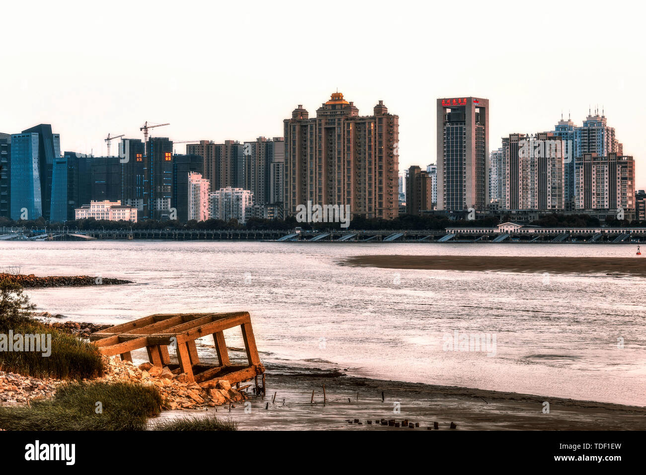 Oujiang Sonnenuntergang Stockfoto