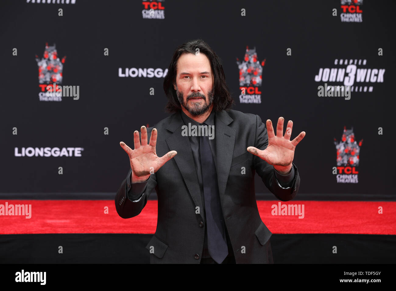 Handprint Zeremonie für Keanu Reeves bei TCL Chinese Theatre in Hollywood, Kalifornien am Mai 14, 2019 Mit: Keanu Reeves Wo: Los Angeles, Kalifornien, Vereinigte Staaten, wenn: 14. Mai 2019 Credit: Sheri Determan/WENN.com Stockfoto