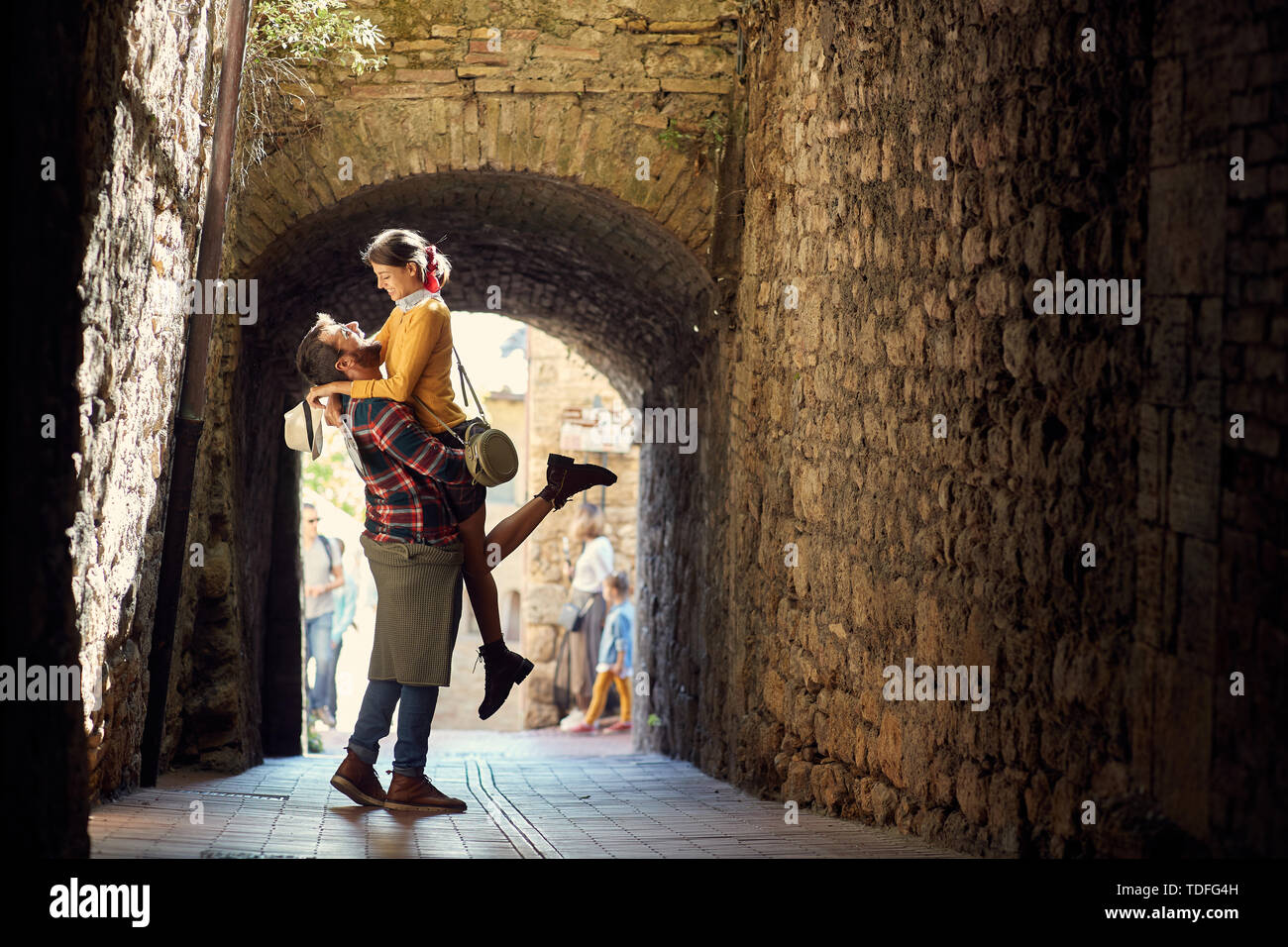 Glückliches Paar der Liebe reist nach Italien zusammen. Stockfoto