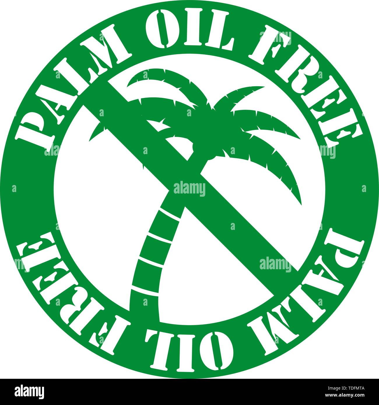 Runde grüne Palm Oil Free Label mit Palm Tree Vector Illustration Stock Vektor