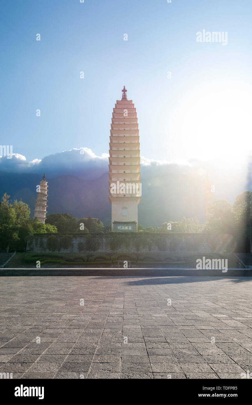 Drei Pagoden des Tempel Chongsheng, Yunnan, Dali Stockfoto