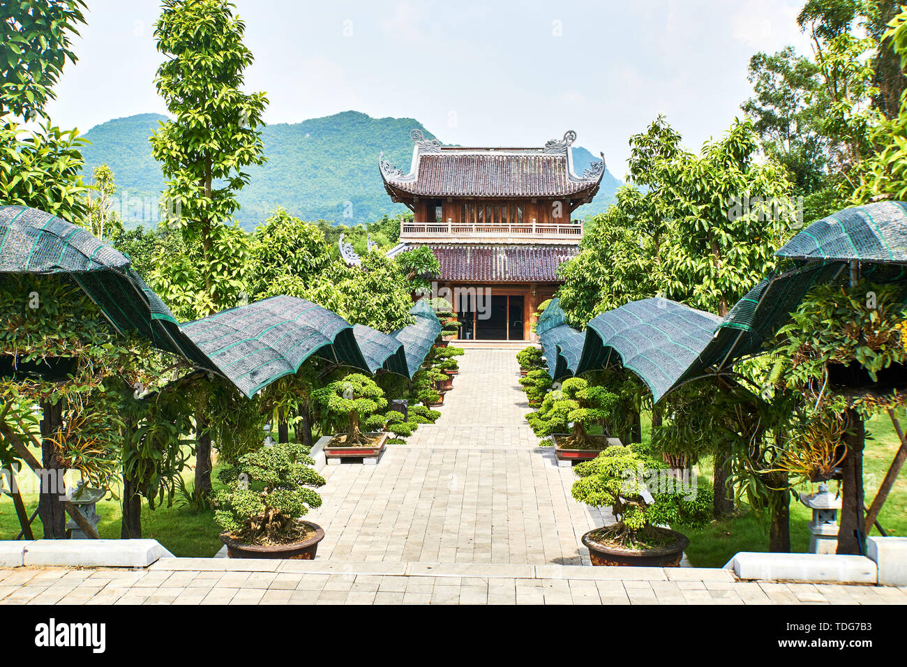 Bai Dinh Pagode - Die biggiest Tempelanlage in Vietnam in Trang Ein, Ninh Binh. Stockfoto