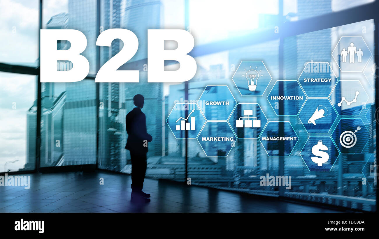 Business to Business B2B - Technologie der Zukunft. Geschäftsmodell. Die Technologie- und Kommunikationskonzept. Stockfoto