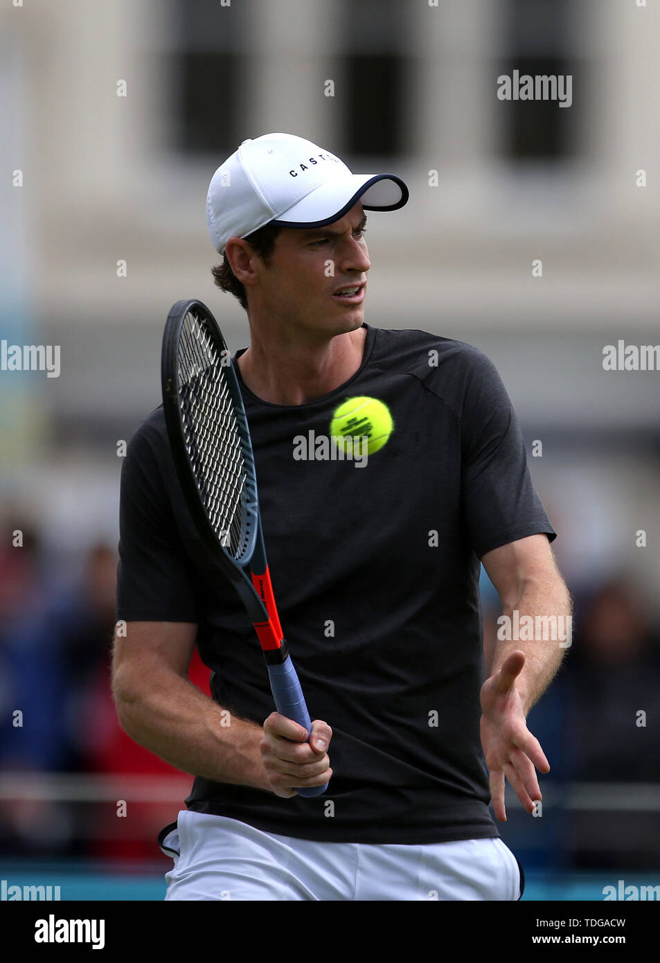 Andy Murray während einer Praxis Sitzung während eines Vorschau Tag vor dem Fever-Tree Meisterschaft am Queen's Club, London. Stockfoto