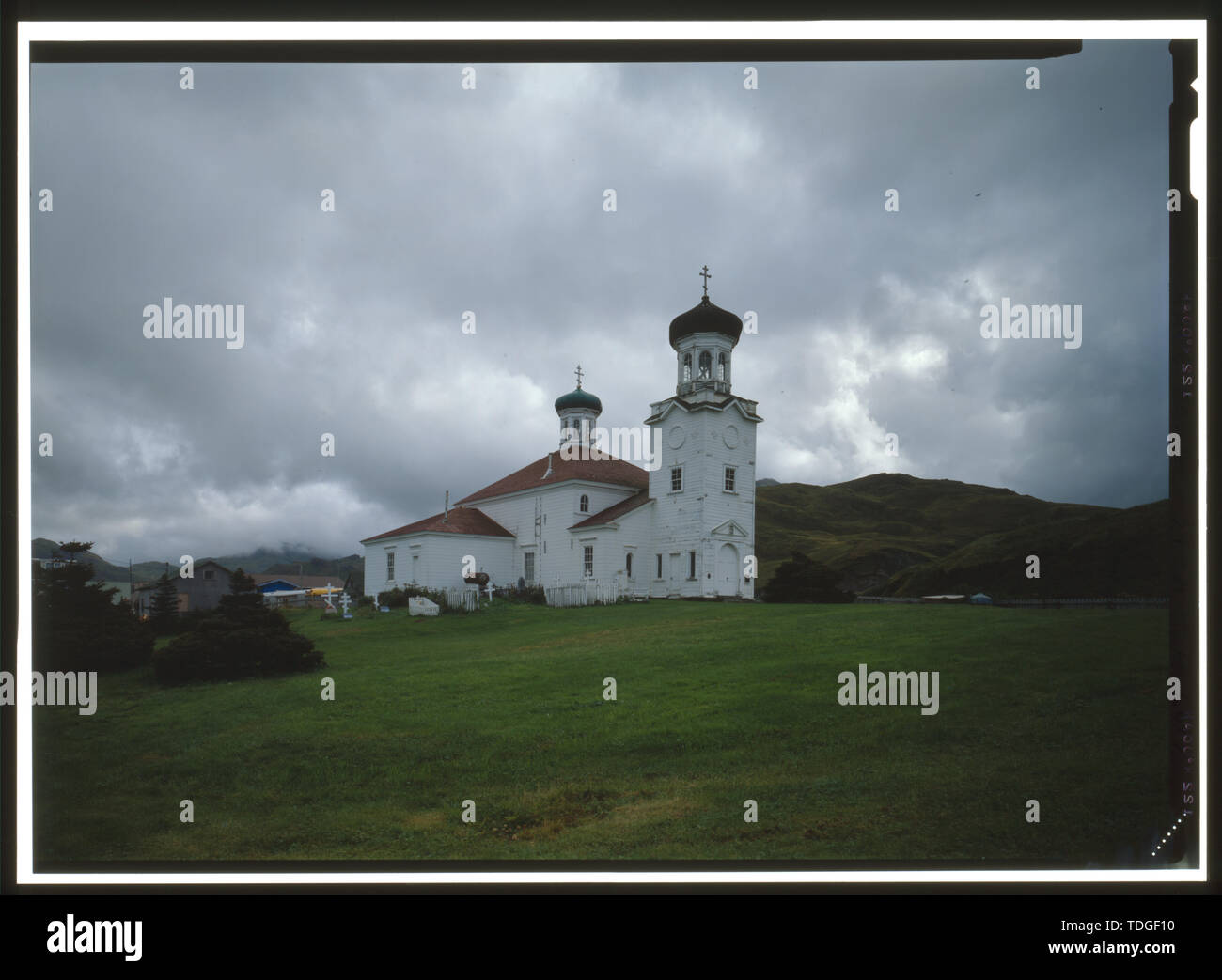 Nordosten - Heiliger Himmelfahrt Russisch-orthodoxe Kirche, Unalaska Island, Unalaska, Aleuten, AK Stockfoto