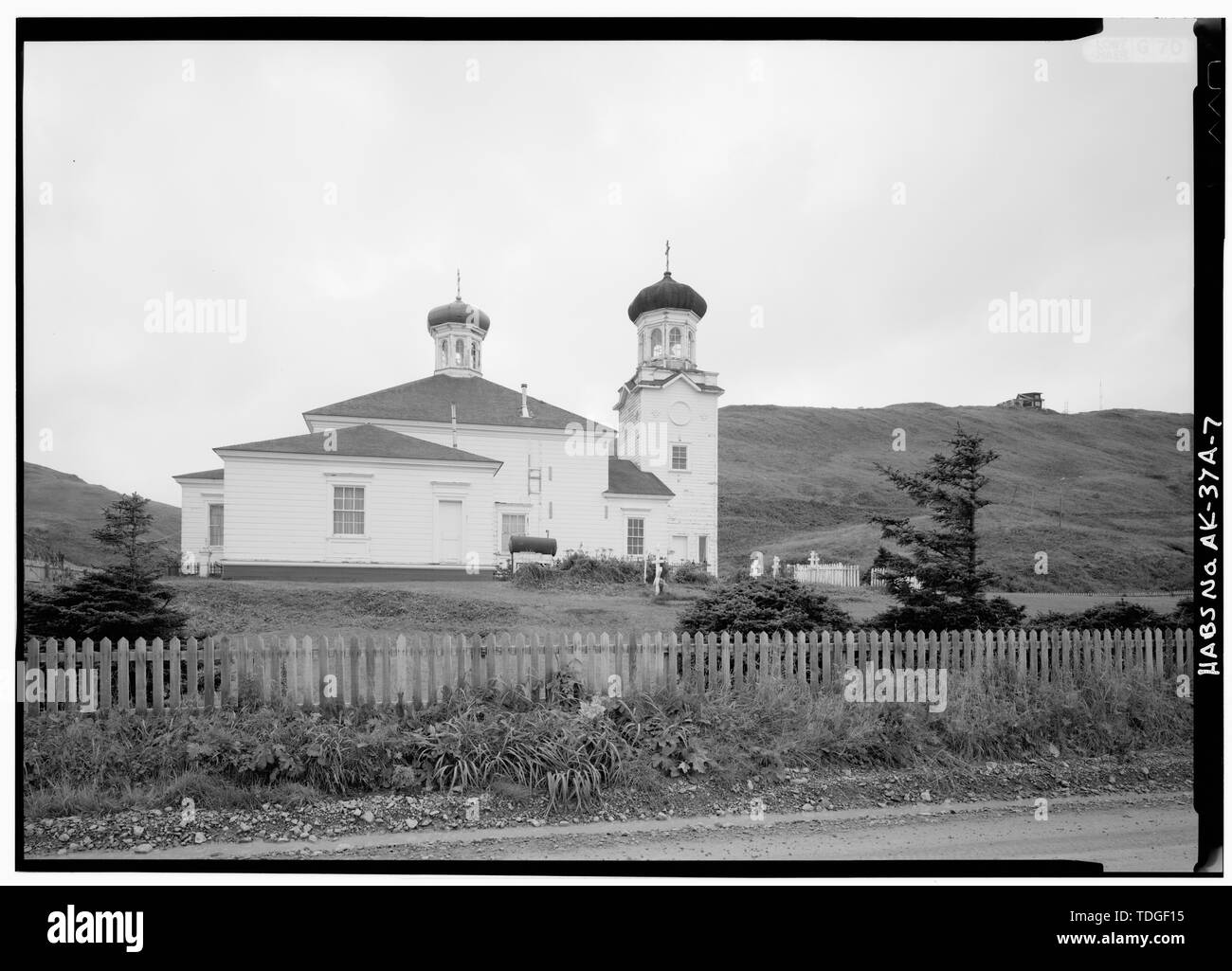 Nordosten - Heiliger Himmelfahrt Russisch-orthodoxe Kirche, Unalaska Island, Unalaska, Aleuten, AK Stockfoto