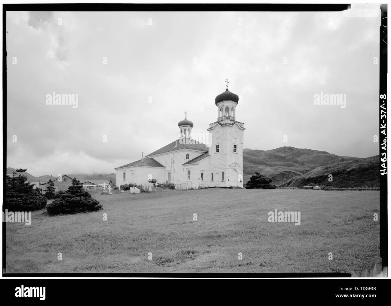 Nordosten und Nordwesten FRONT-Heiligen Himmelfahrt Russisch-orthodoxe Kirche, Unalaska Island, Unalaska, Aleuten, AK Stockfoto