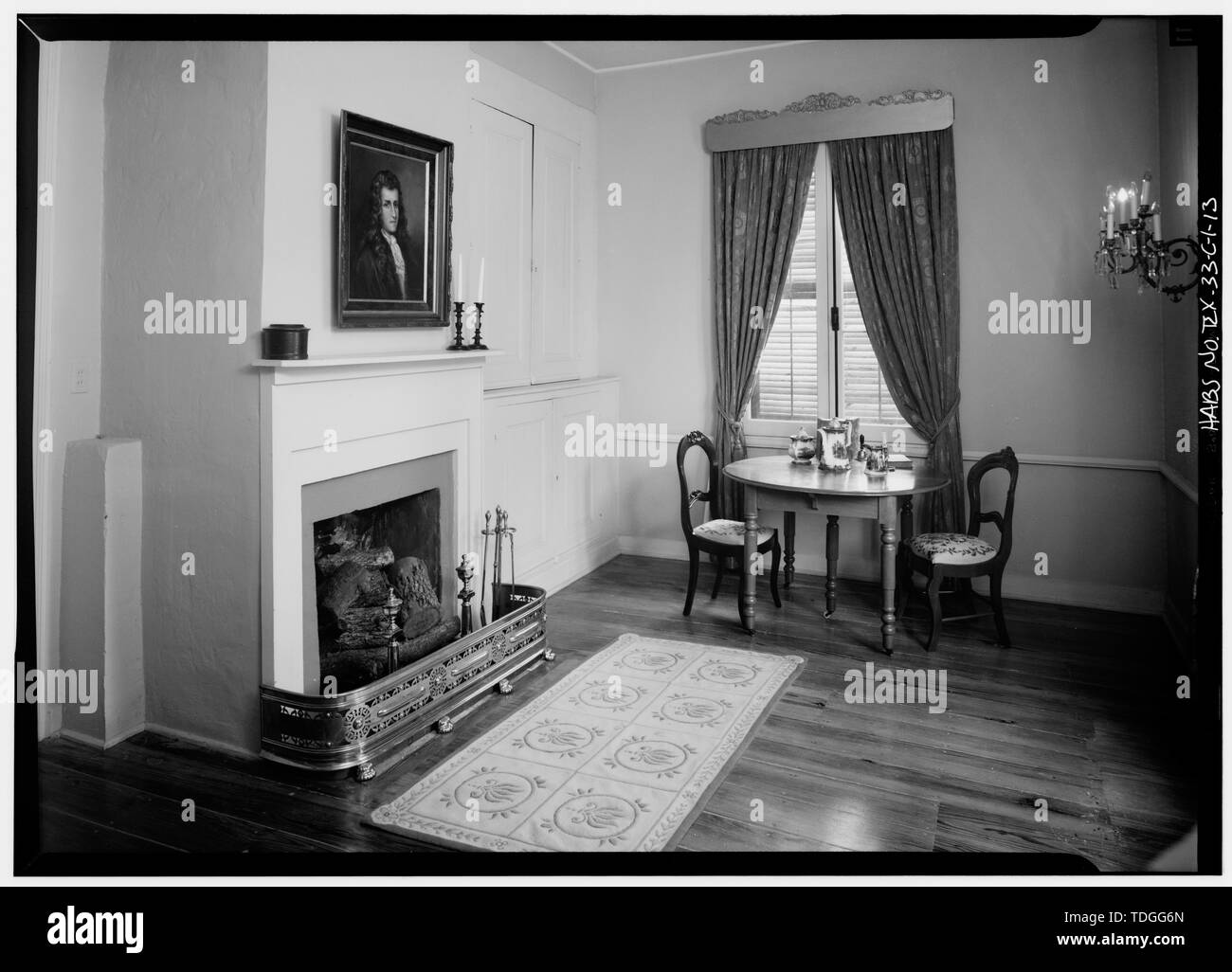 Nordwesten Schlafzimmer, Blick nach Westen - Französische Gesandtschaft zu Republik Texas, siebten und San Marcos Straßen, Austin, Travis County, TX; De Saligny, John Peter, Isidor A. Du Bois; Houston, Sam; Johnston, Albert Sidney; Überschwemmung, George H Stockfoto