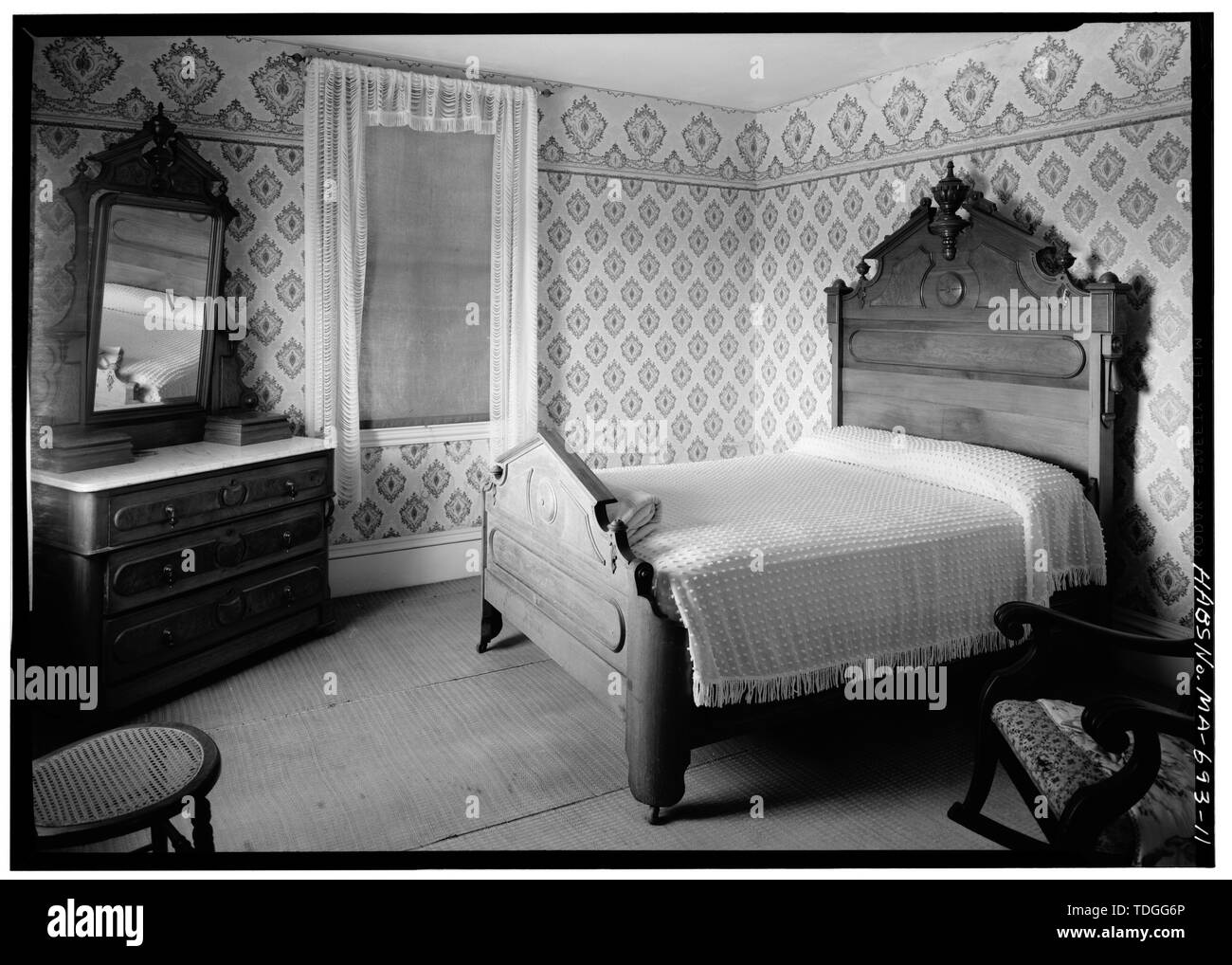 Nordwesten Schlafzimmer, ZWEITER STOCK - Kapitän Edward Penniman House, Fort Hill Road, Eastham, Barnstable County, MA Stockfoto