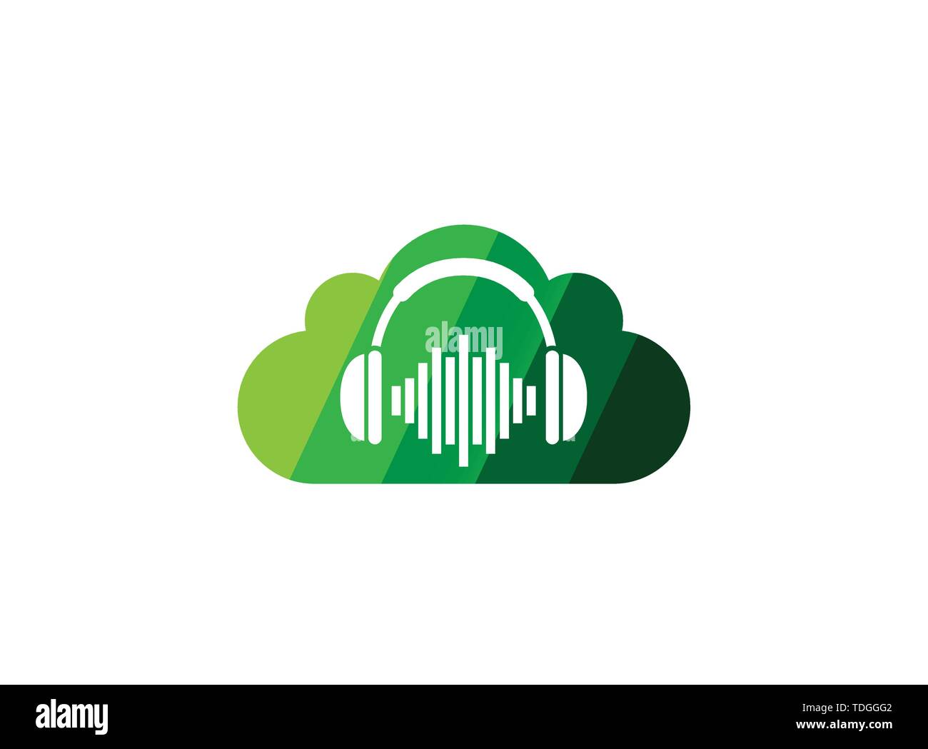 Kopfhörer mit Musik Beats, Headset Logo Design Illustration in einer Wolke Symbol Stock Vektor