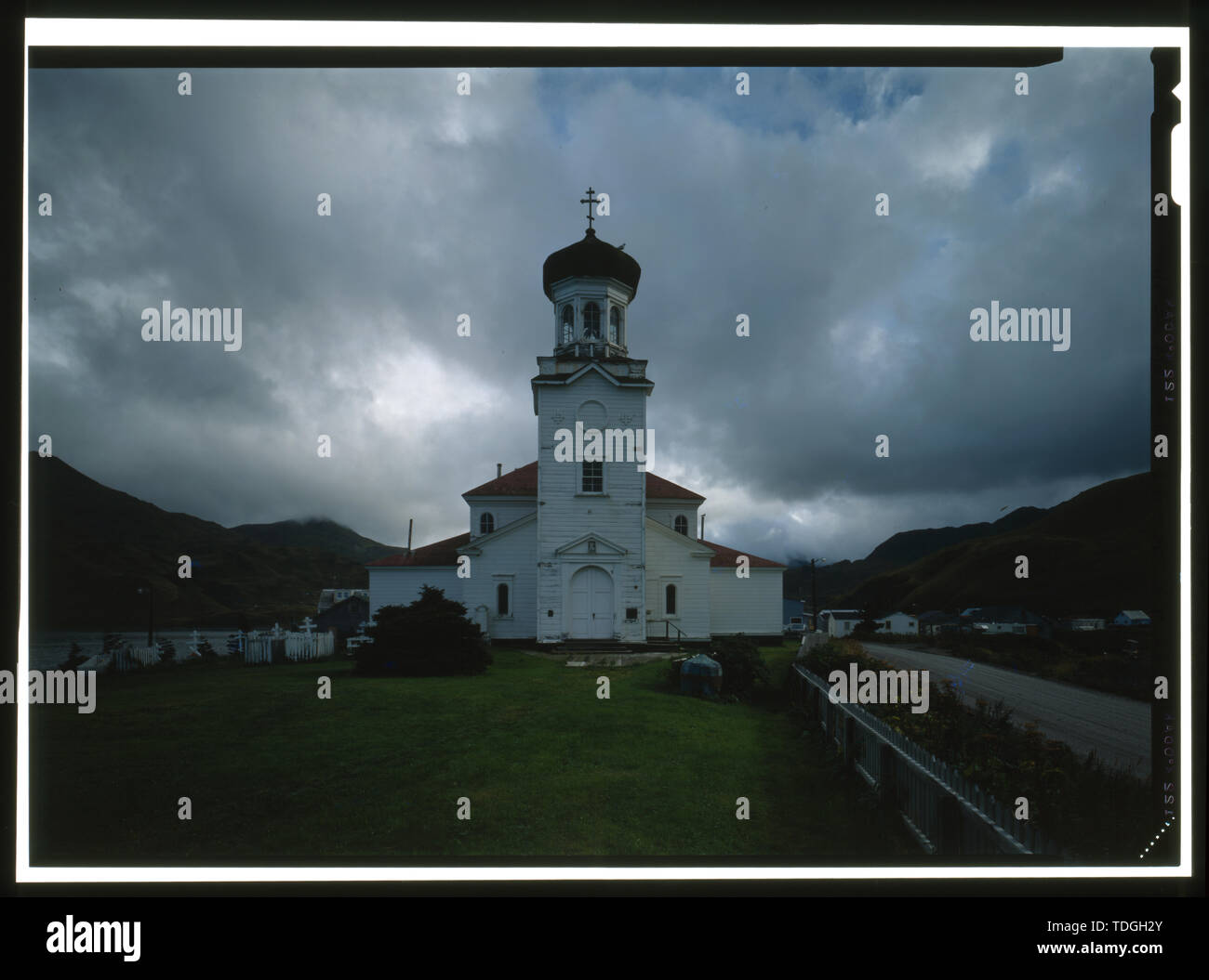 NORTHWEST FRONT-Heiligen Himmelfahrt Russisch-orthodoxe Kirche, Unalaska Island, Unalaska, Aleuten, AK Stockfoto