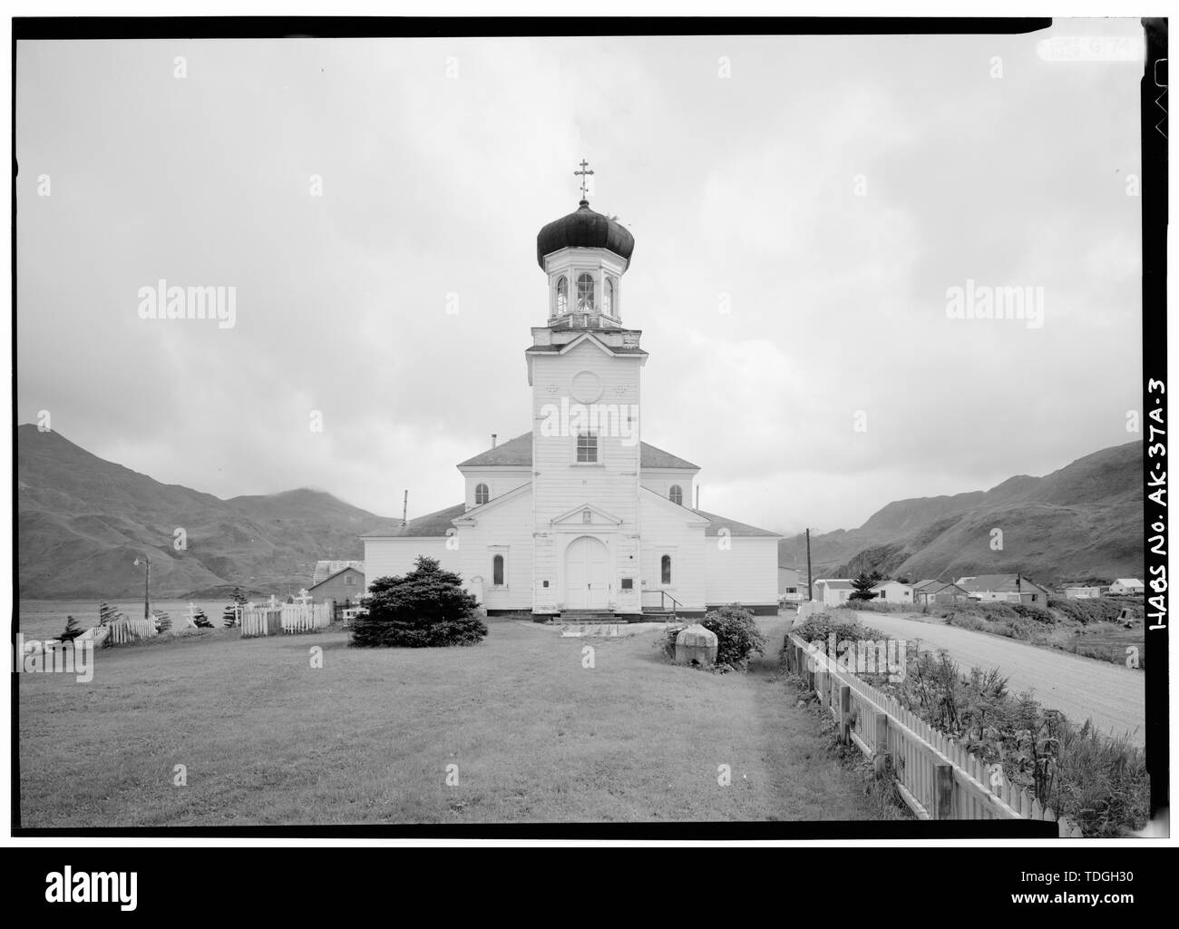 NORTHWEST FRONT-Heiligen Himmelfahrt Russisch-orthodoxe Kirche, Unalaska Island, Unalaska, Aleuten, AK Stockfoto