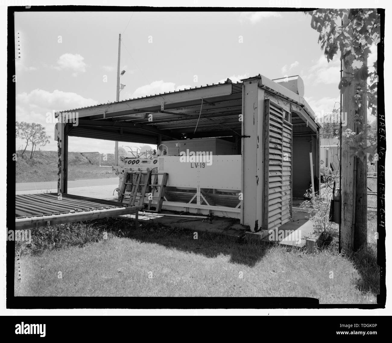 Nordwestlichen Ecke von Gebäude 206, nach Südosten. - Raketentriebwerk der Prüfeinrichtung, GRC-Gebäude Nr. 206, NASA Glenn Research Center, Cleveland, Cuyahoga County, OH Stockfoto