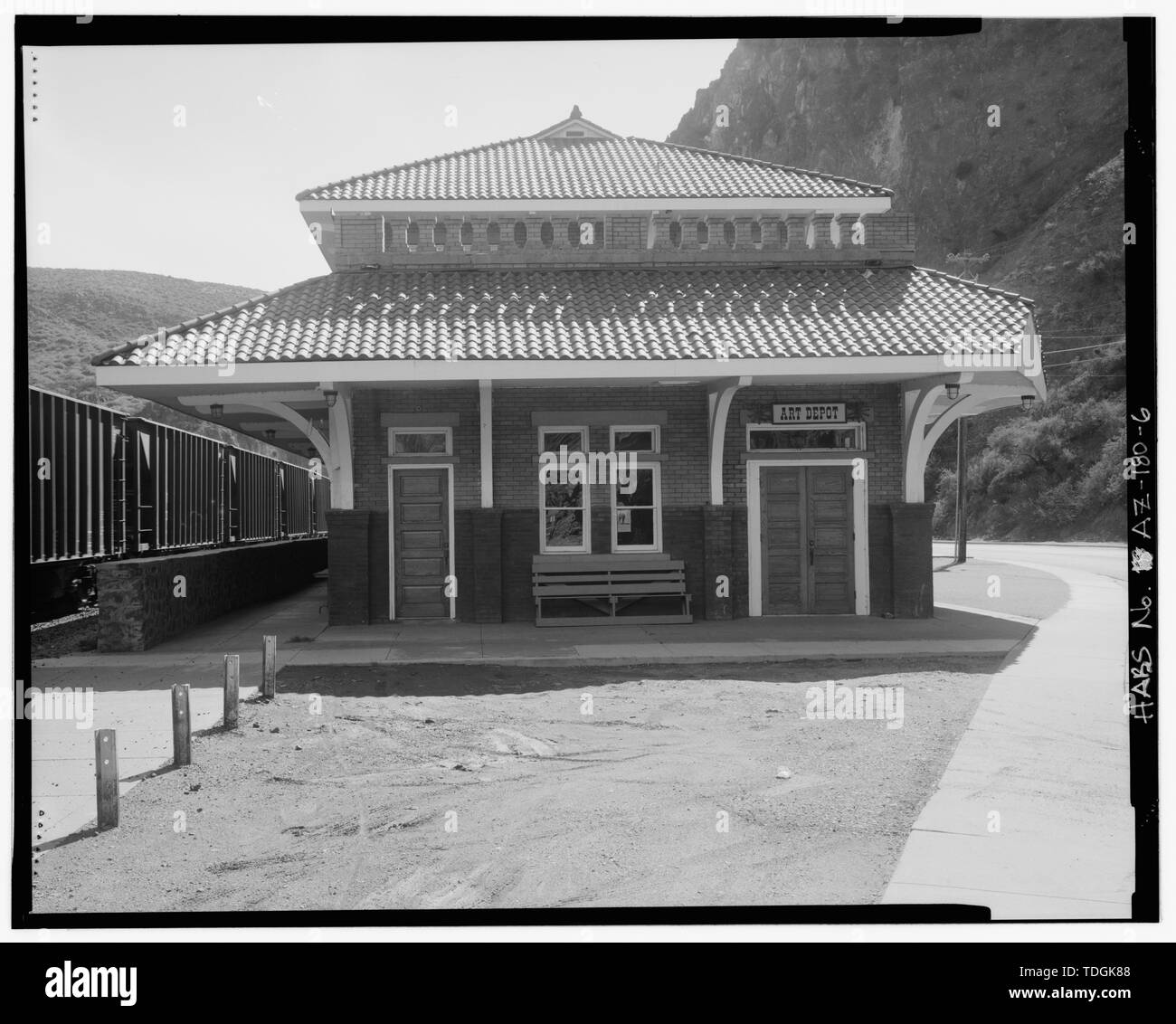 Nordwestseite. - Arizona und New Mexico Passagier Station, Coronado Boulevard, Clifton, Greenlee County, AZ Stockfoto