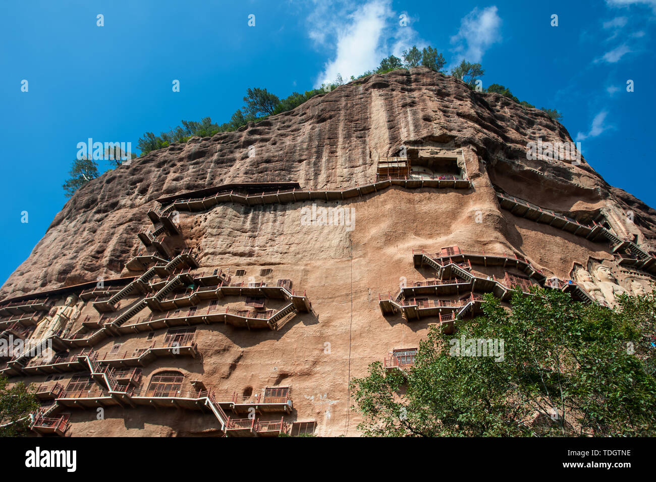 Grotten von Maijishan Tianshui, Gansu Provinz Stockfoto