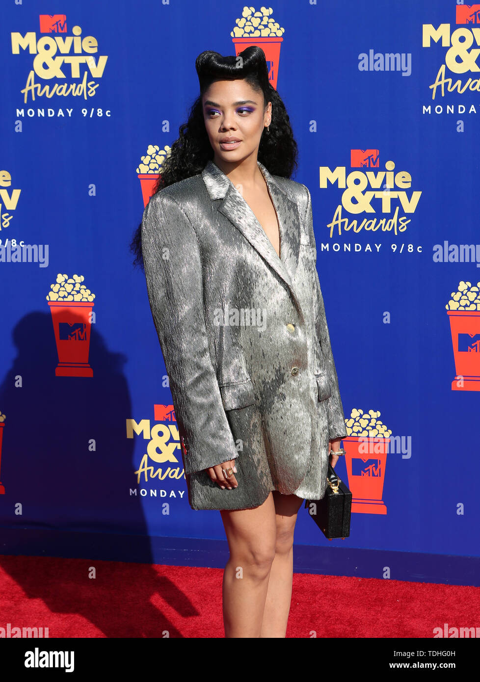 Juni 15, 2019 in Santa Monica, Kalifornien, USA - 15. Juni 2019 in Santa Monica, Kalifornien, USA - TESSA THOMPSON besucht die 2019 MTV Movie und TV Awards (Credit Bild: © Alexander Seyum/ZUMA Draht) Stockfoto