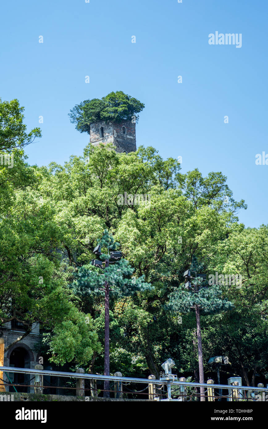 Blick auf den Osten Pagode auf dem Jiangxin Insel in Wenzhou in der Volksrepublik China - 5. Stockfoto