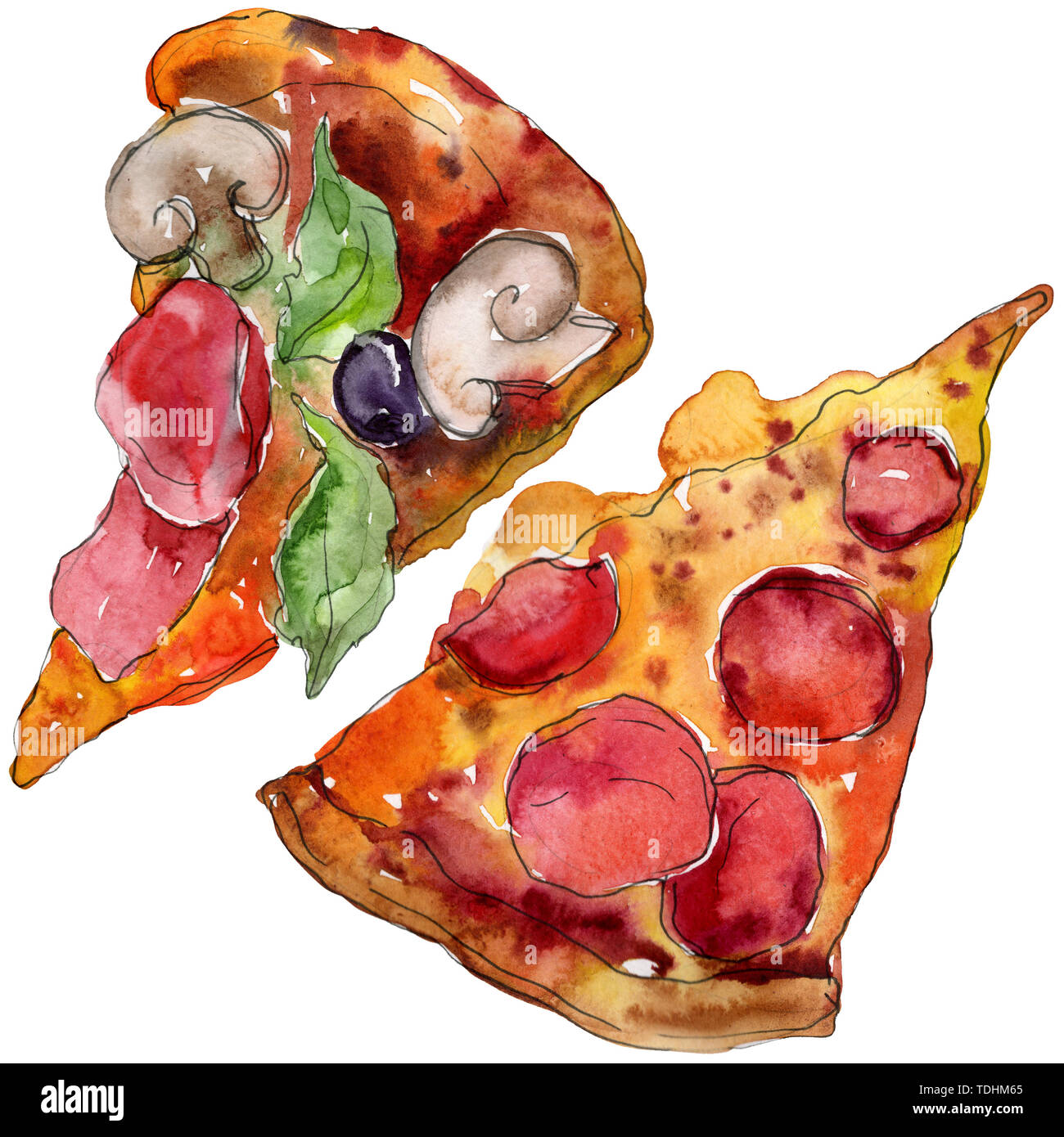 Fast Food Italien Pizza Lecker Essen Aquarell Hintergrund Abbildung Aquarell Zeichnung Mode Aquarelle Isoliert Isolierte Fast Food Illust Stockfotografie Alamy
