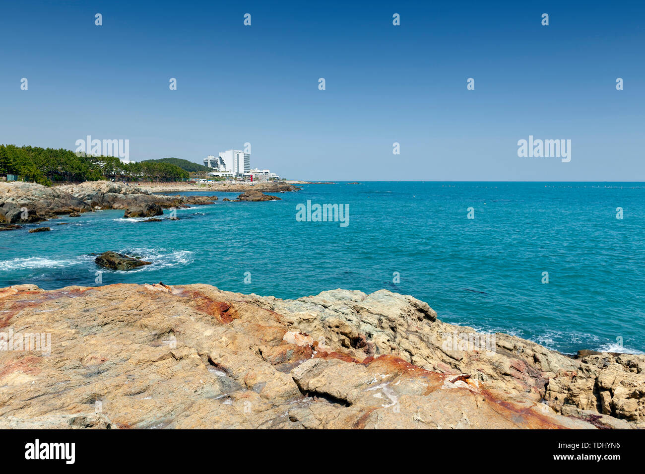 Der nord-östlichen Küste von Busan Haedong Yonggungsa Tempel, eine der touristischen Sehenswürdigkeiten und Attraktionen in Busan, Südkorea Stockfoto