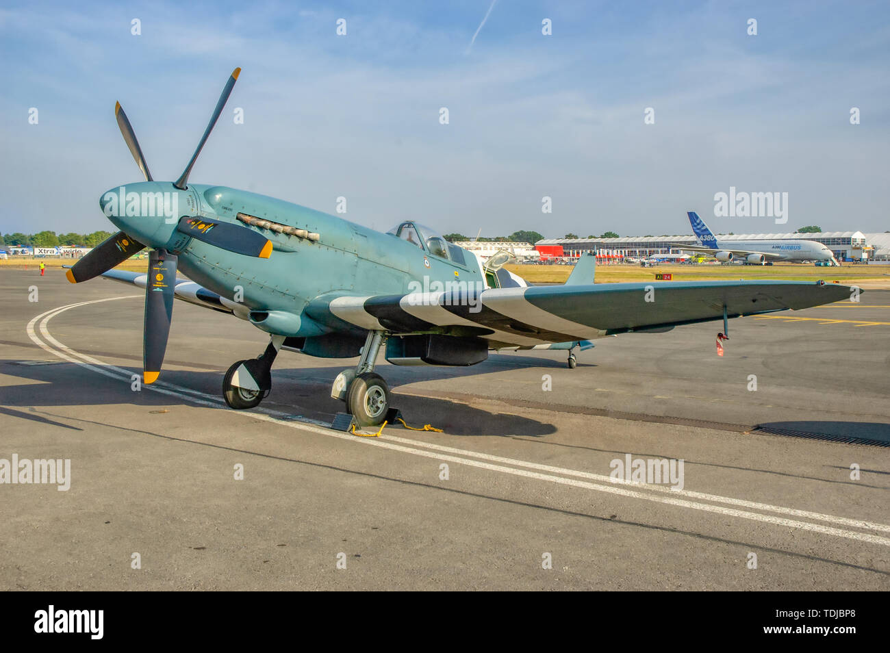 Die berühmtesten britischen Kämpfer des Zweiten Weltkriegs auf der Farnborough Air Show Stockfoto