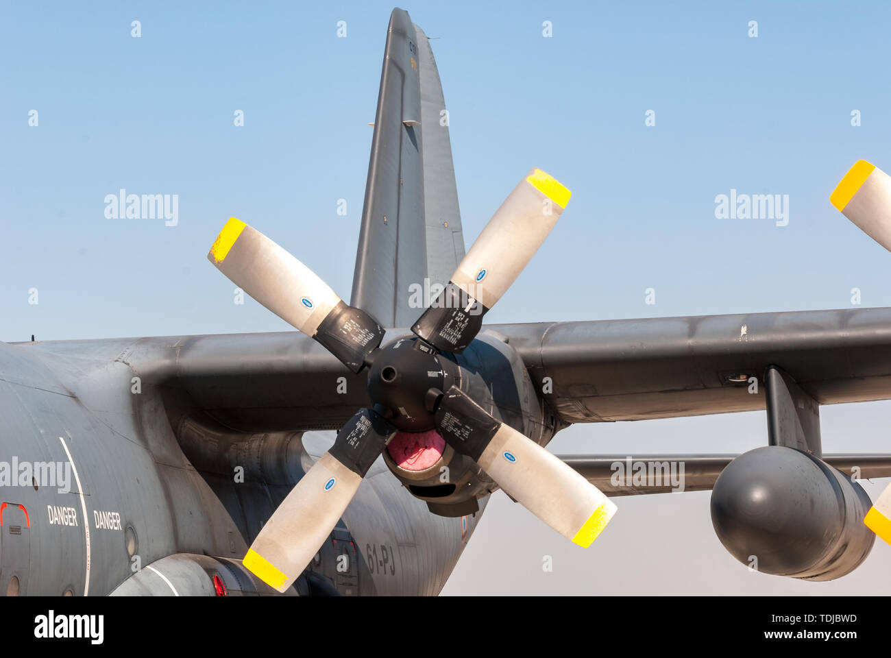 Stütze der C-130 Verkehrsmittel Flugzeug Stockfoto