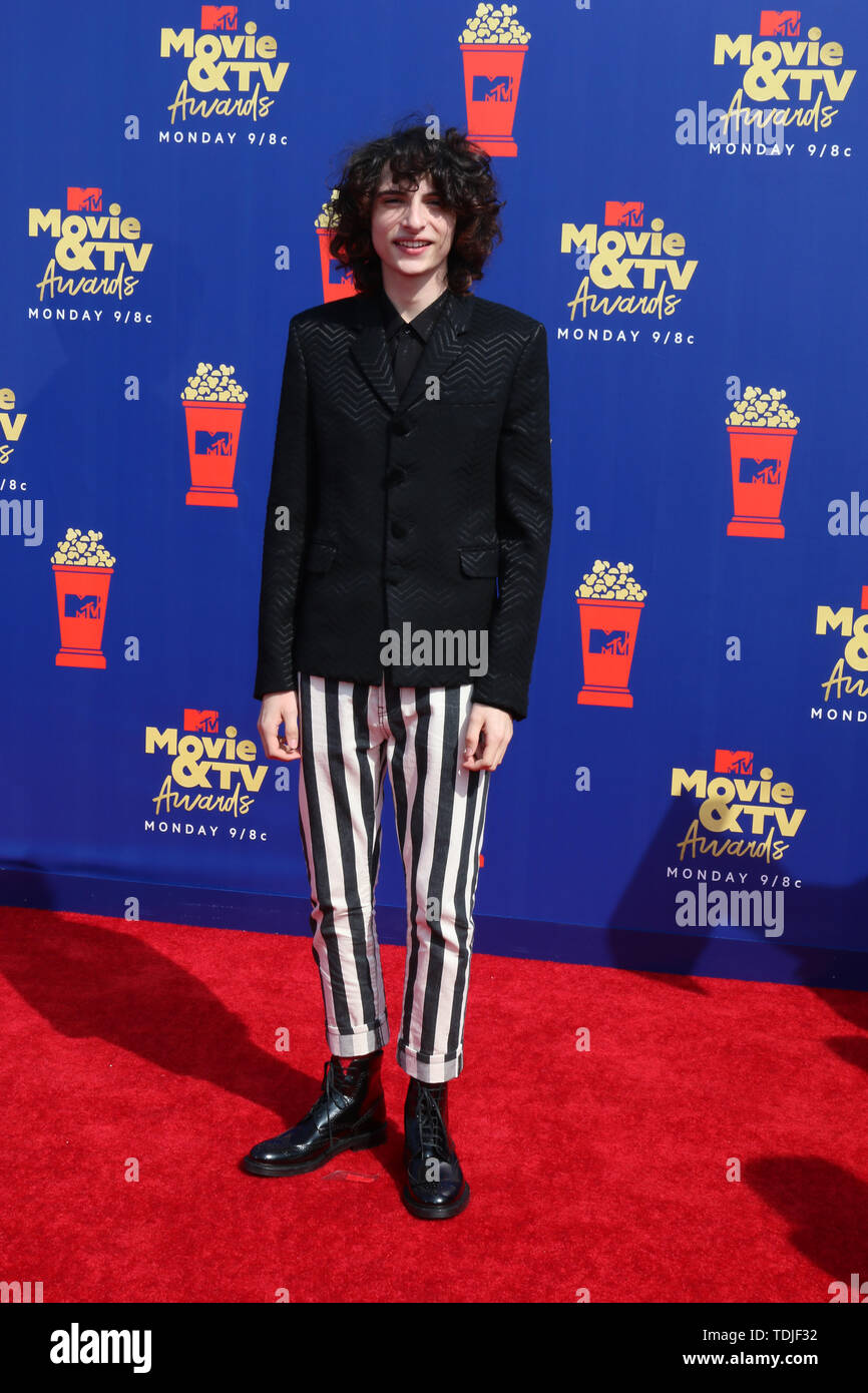 Juni 15, 2019 - Santa Monica, CA, USA - LOS ANGELES - Jun 15: Finn Wolfhard an der 2019 MTV Movie & TV Auszeichnungen bei den Barker Hangar am 15. Juni 2019 in Santa Monica, CA (Credit Bild: © Kay Blake/ZUMA Draht) Stockfoto