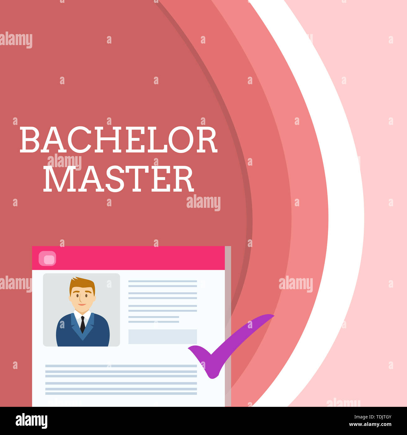 Handschrift Text schreiben Bachelor Master. Konzeptionelle Foto ein Hochschuldiplom abgeschlossen nach Bachelor s degree Curriculum Vitae Lebenslauf junger Ma Stockfoto