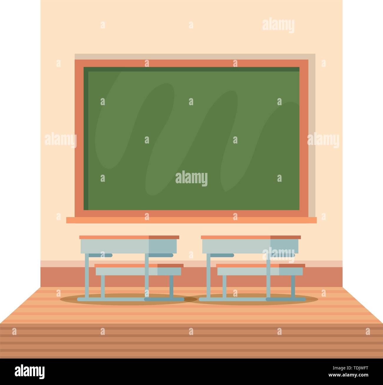 Schule Klassenzimmer mit schiefertafel Szene Stock Vektor