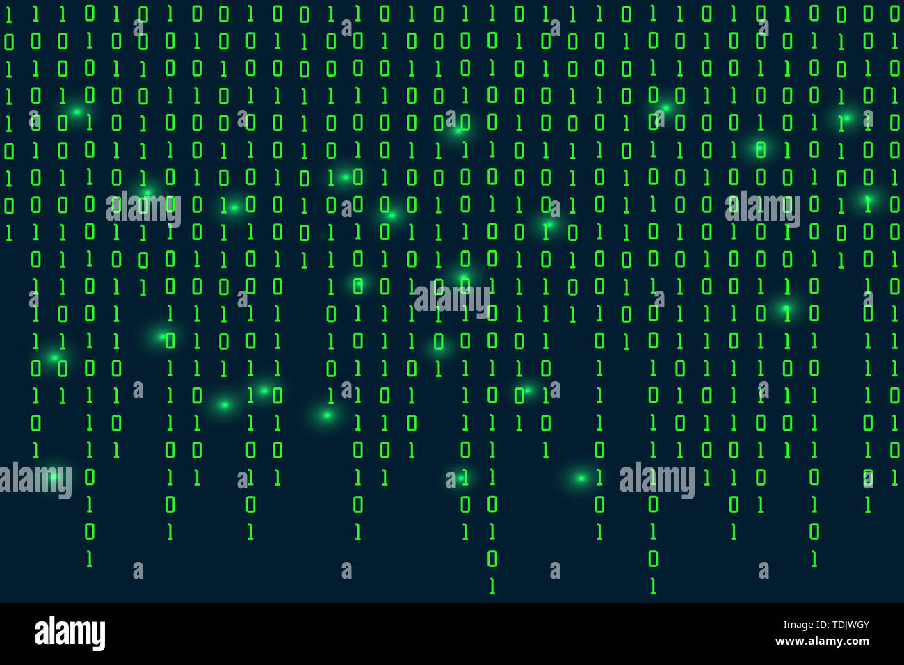 Digitale Matrix Hintergrund für binäre Codes 0 und 1 Stockfoto