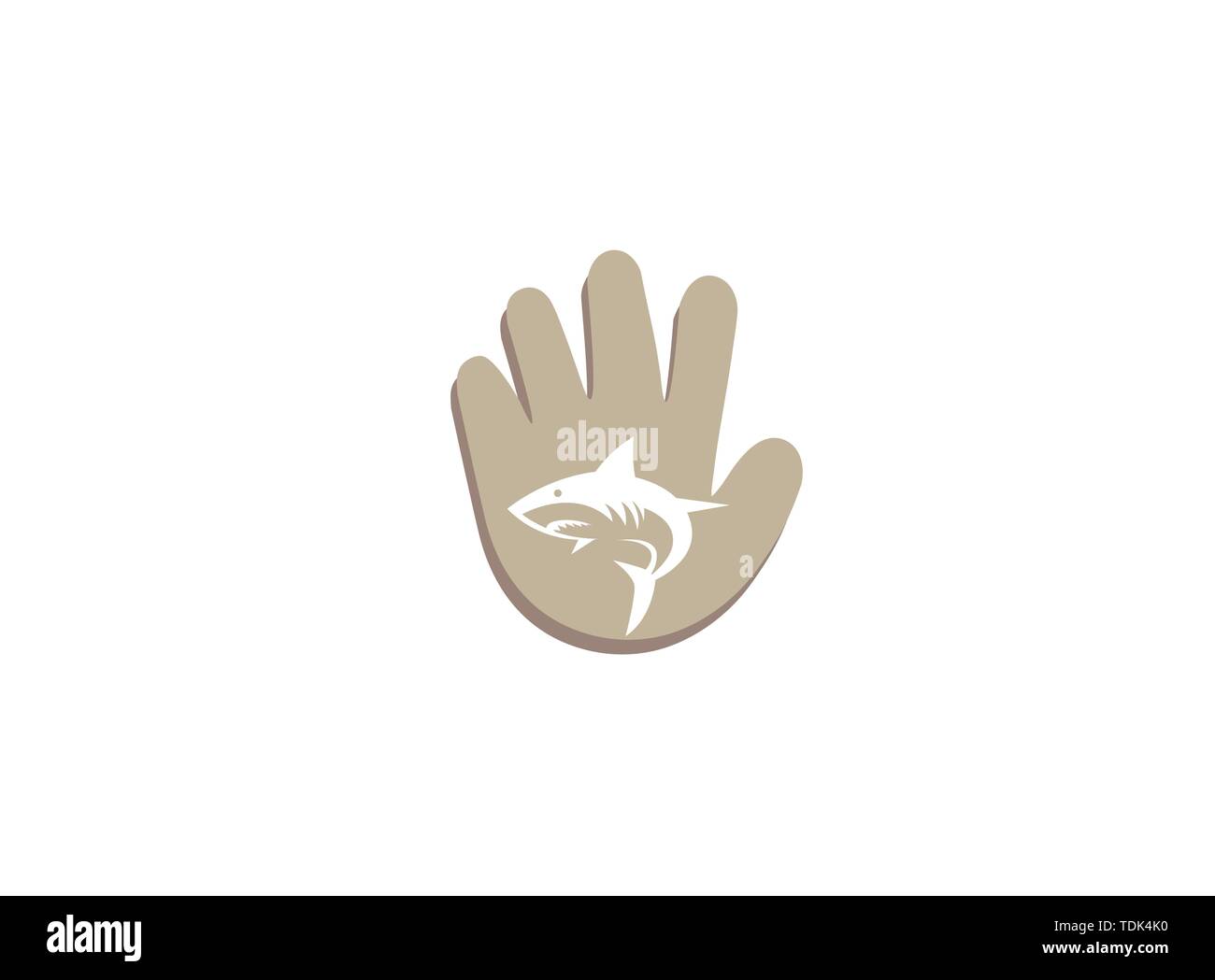 Wütend blue shark Fisch Logo Design Illustration ich eine Hand schützen Fisch Symbol Stock Vektor