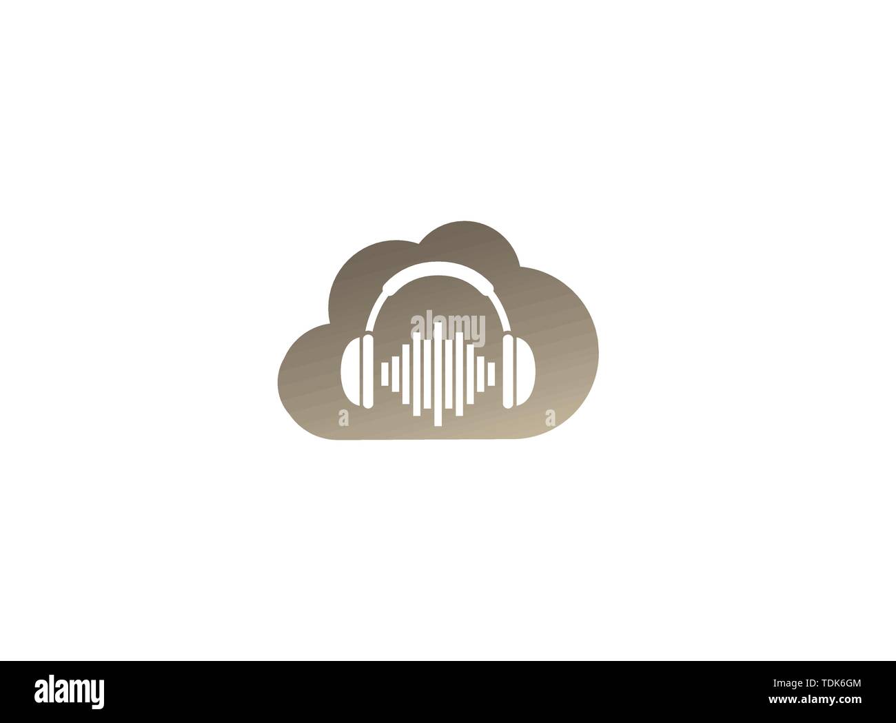 Kopfhörer mit Musik Beats, Headset Logo Design Illustration in einer Wolke Symbol Stock Vektor