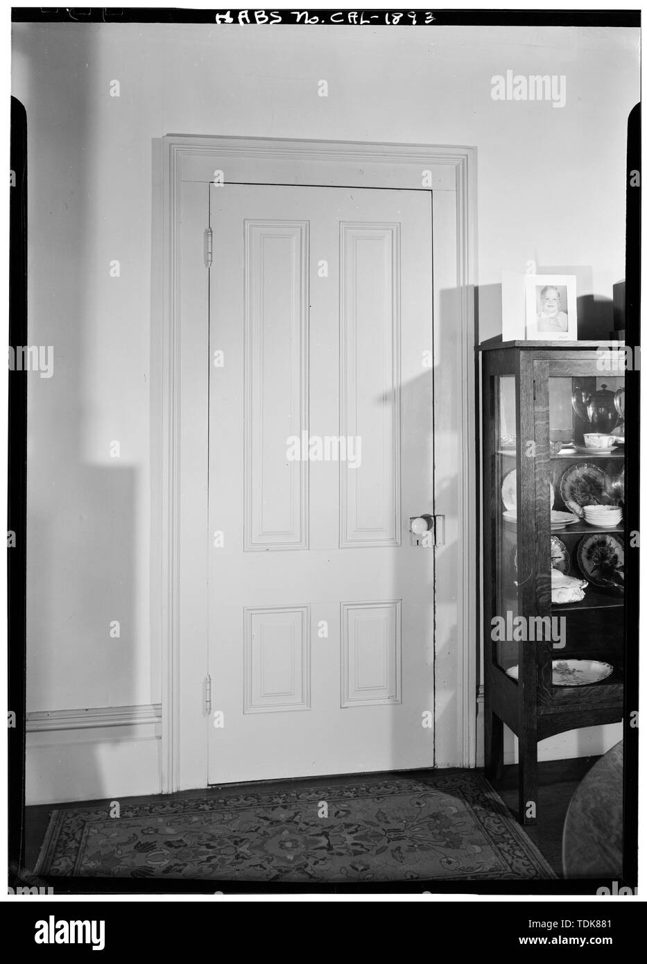 Oktober 1960 DETAIL DER TÜR-Finch-Fleischer House, 410 Monroe Street, Monterey, Monterey County, CA Stockfoto