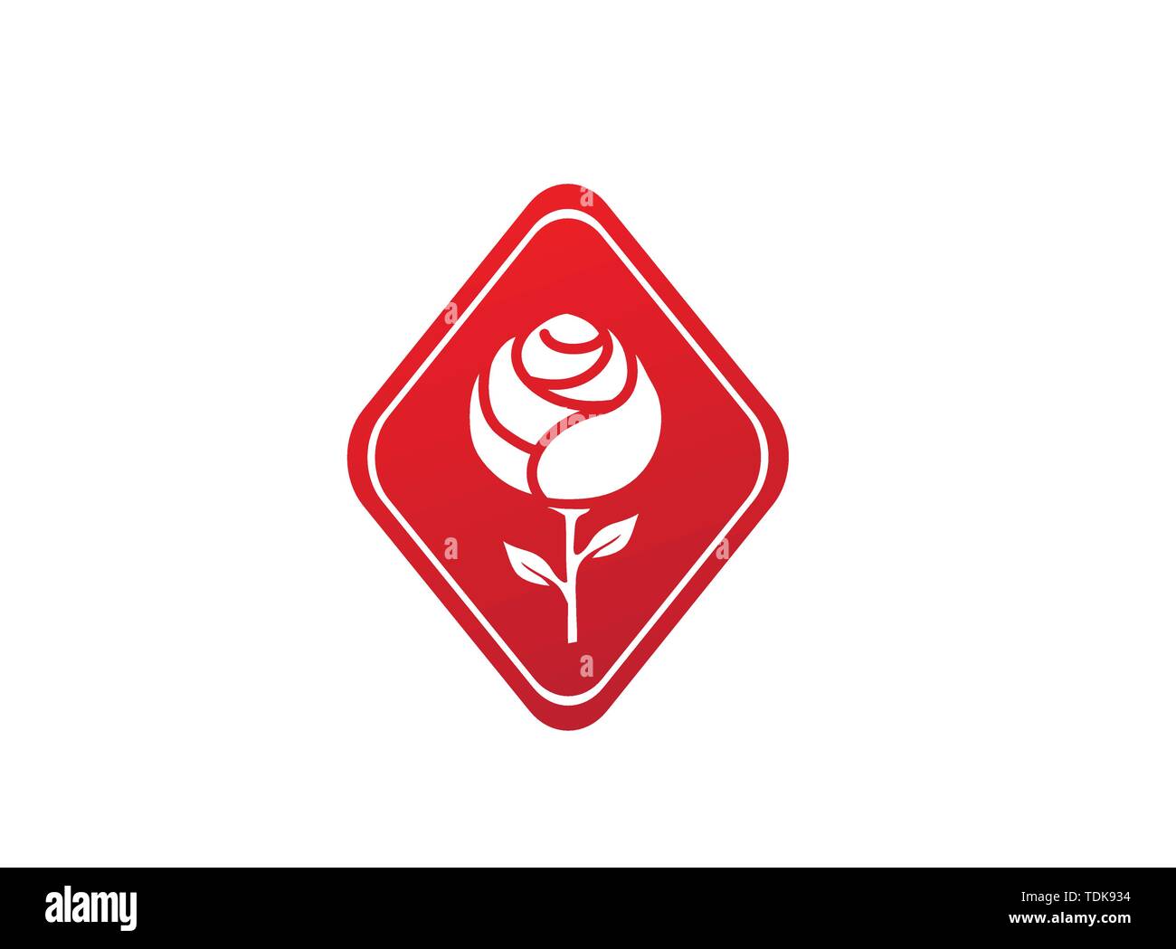 Rose mit Blättern und langen Bein Blume in der Form für Logo Design Illustration Stock Vektor