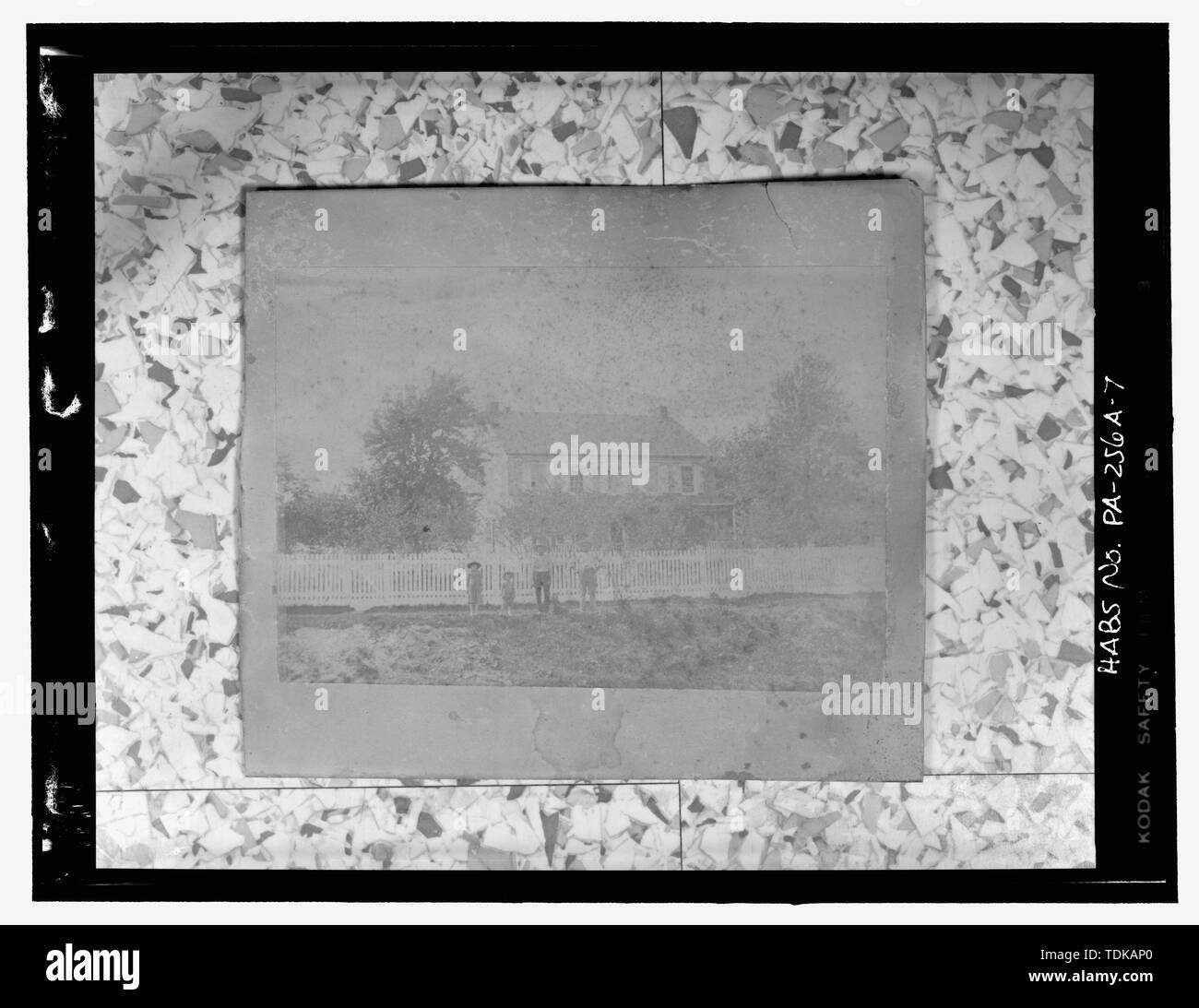 Alte Fotokopie der Ansicht des Hauses - Reber Bauernhof, Haus, Gruber Straße Nähe Bern (Gemeinde), Mount Pleasant, Berks County, PA Stockfoto