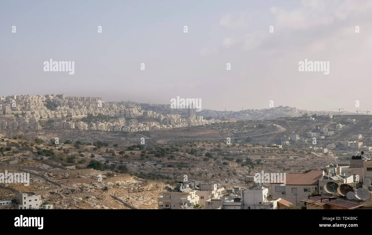 Die israelischen Siedlungen in den umstrittenen palästinensischen Gebiet von bethlehem gesehen Stockfoto