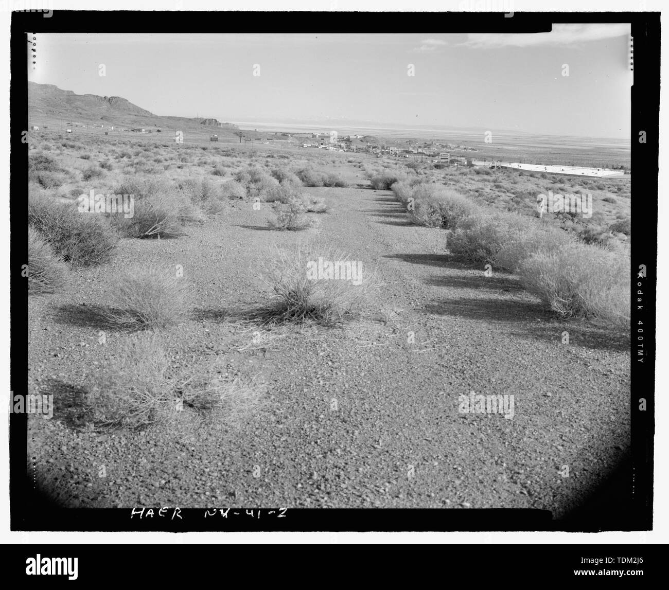 Überblick über die Autobahn und Einstellung Ost an West End von der Studie - Sieg Highway, eine Meile Segment westlich von West Wendover und südlich der Autobahn 80, West Wendover, Elko County, NV Stockfoto