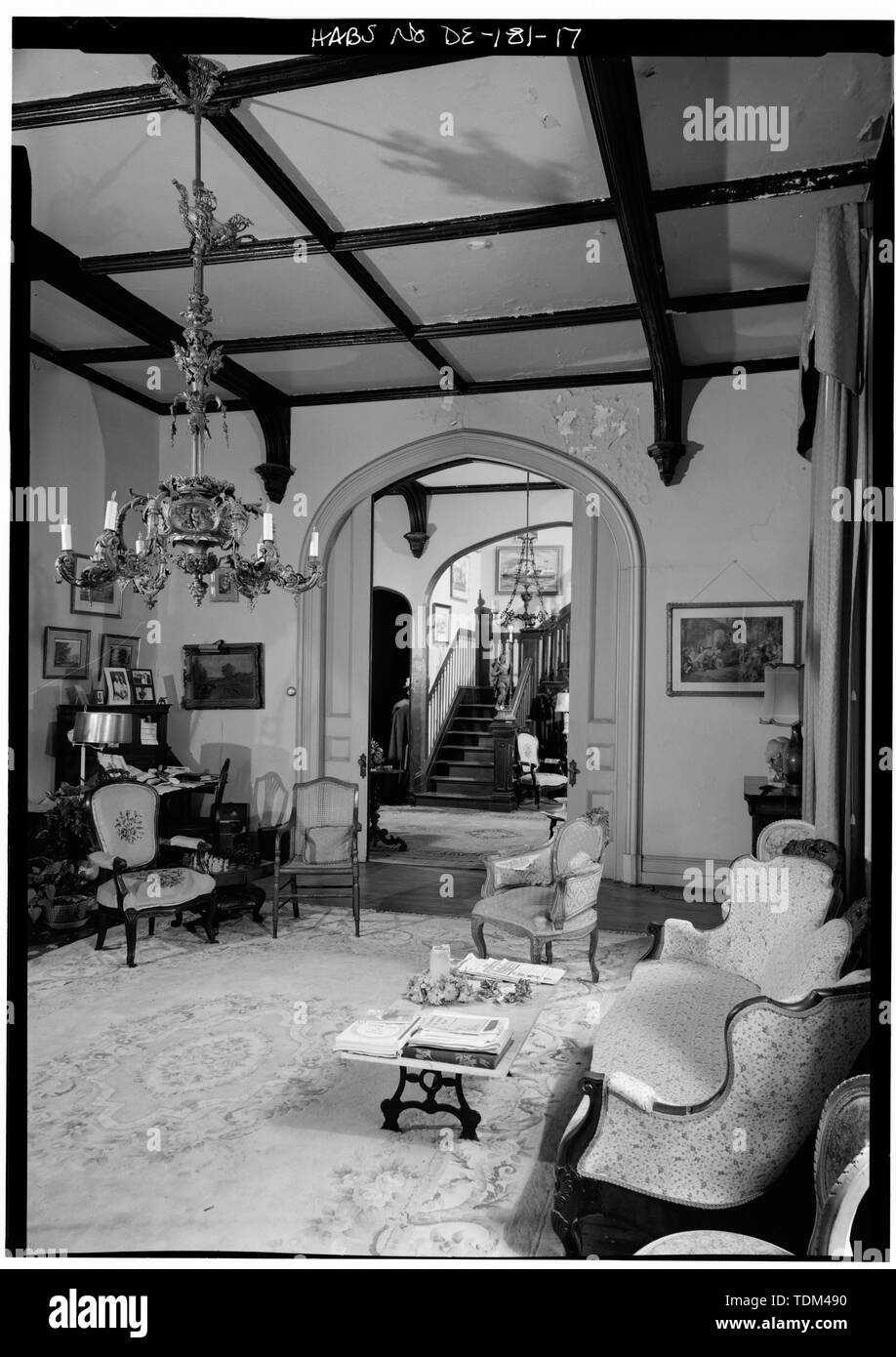 Salon (Südwesten), Blick nach Osten - Lesley-Travers Mansion, 112 West 6th Street, New Castle, New Castle County, DE Stockfoto